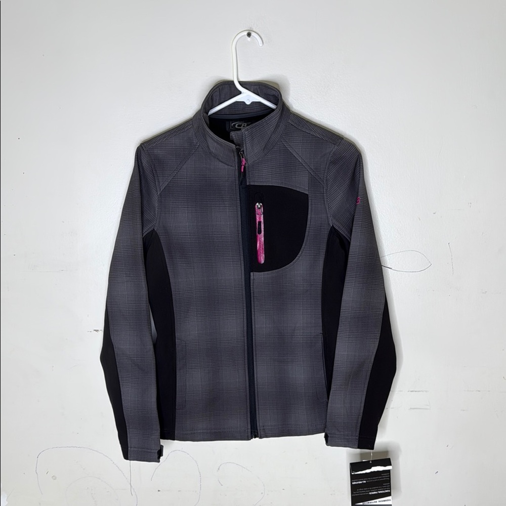 CB Charcoal Print Gray and Black Lightweight Jacket Size Medium NEW!